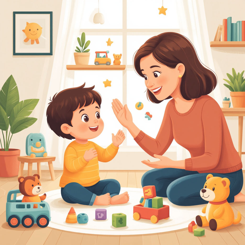 Так нейросеть иллюстрирует запуск речи у ребёнка.