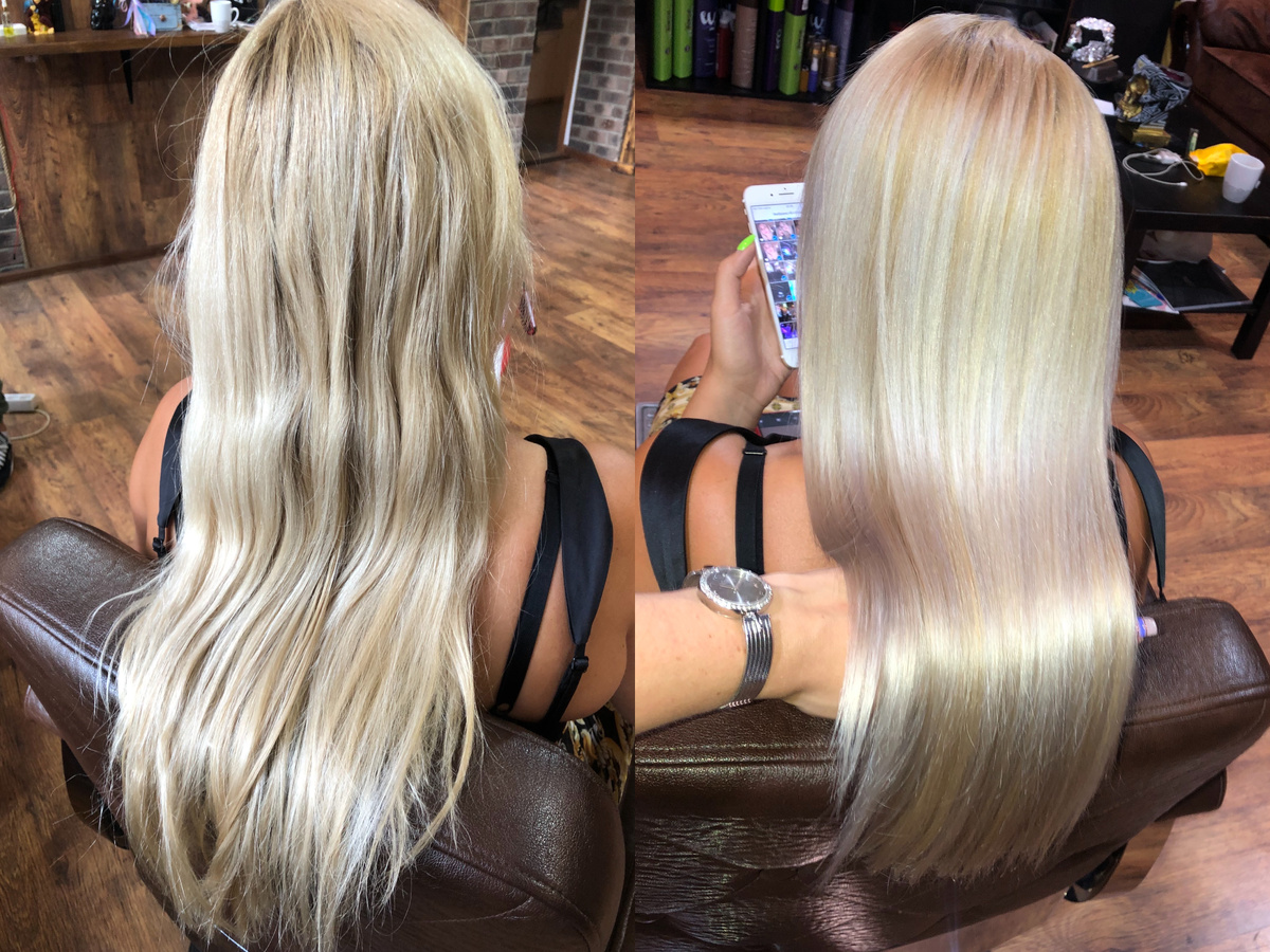 Результат оригинальной нанопластики на блонд от Floractive