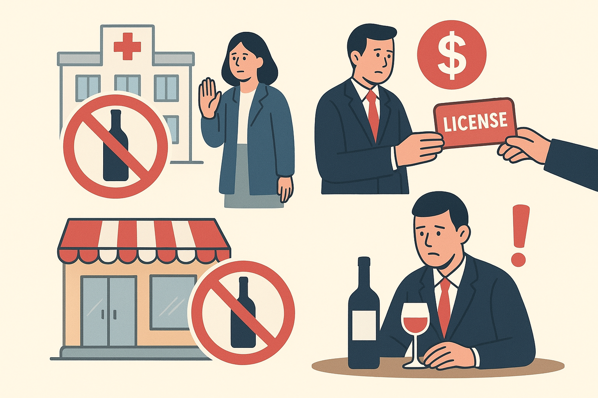 Соблюдение условий торговли алкоголем в ресторане.