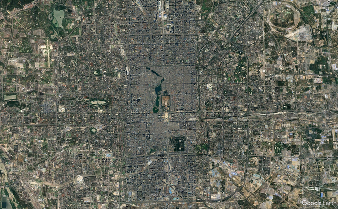 Пекин. Вид сверху. Скриншот программы Google Earth.