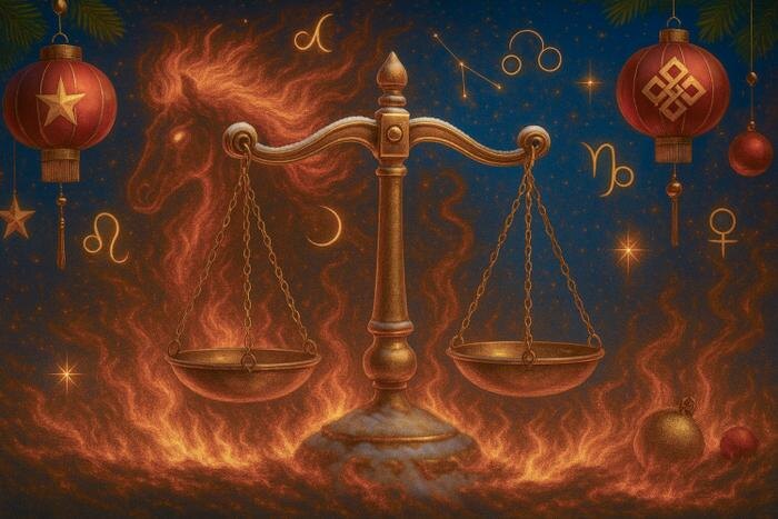 Гороскоп Весы на 2026 год: точный прогноз для женщин и мужчин в год Красной Огненной Лошади. Обложка © ChatGPT