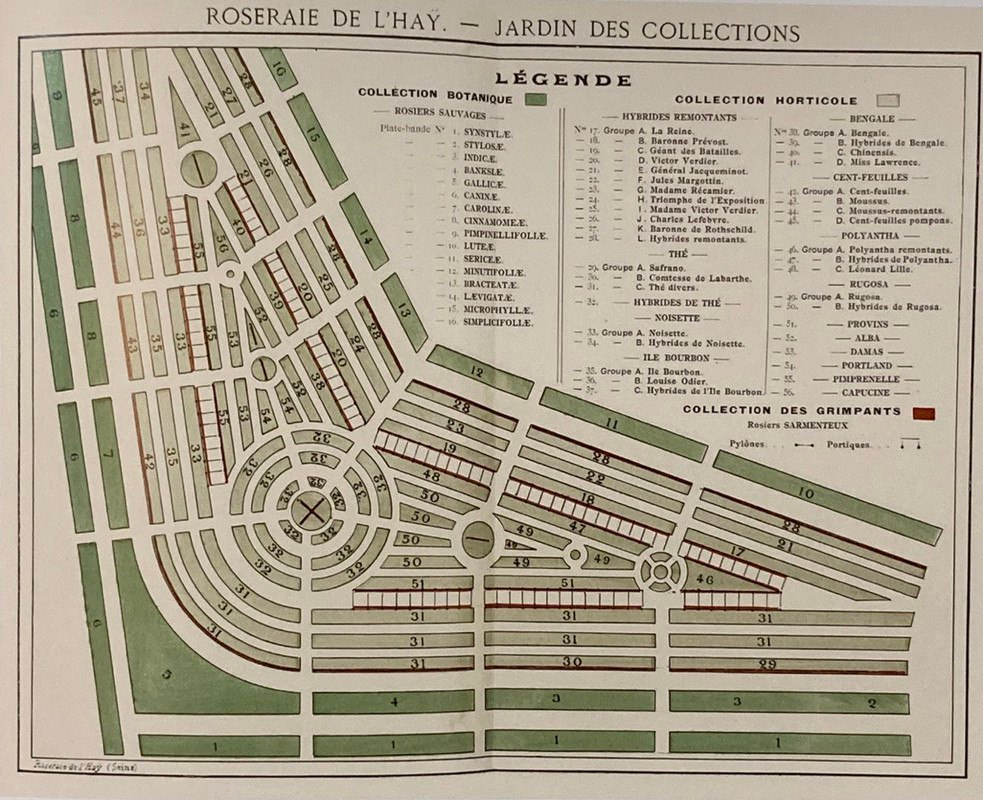 Хромолитографический план «коллекционного сада» в Розерии де
Haÿ, из книги «Les roses cultivées à L'Hay en 1902» (1902)
