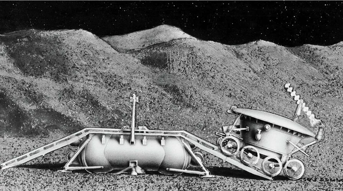 "Луноход-1" съезжает с посадочной платформы