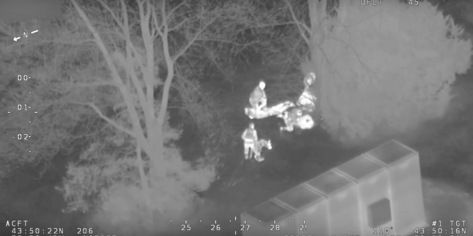 Пример того, как выглядит картинка с тепловизионного дрона