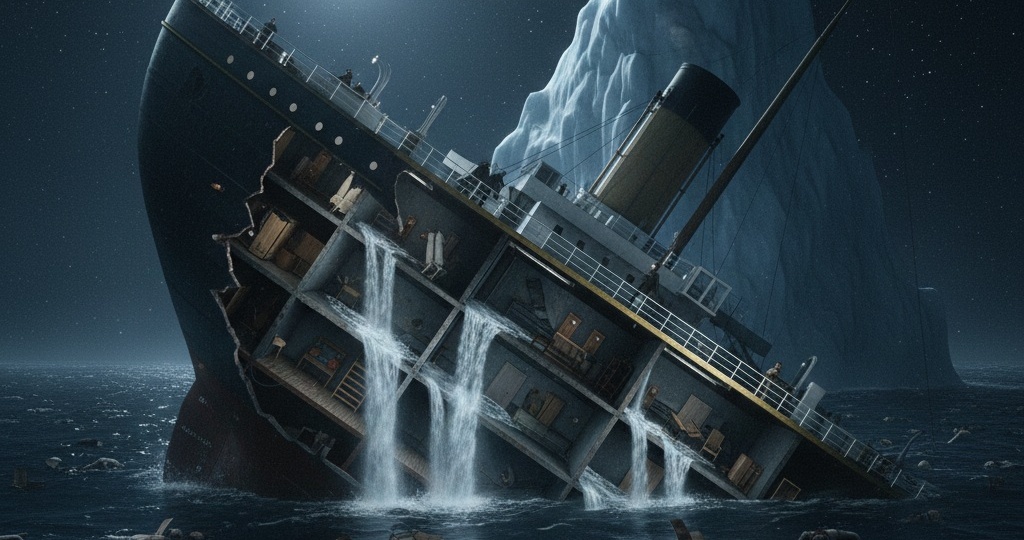 Проклятие водонепроницаемости: Почему «Титаник» утонул не из-за айсберга, а из-за фатальной ошибки в конструкции 🚢🧊