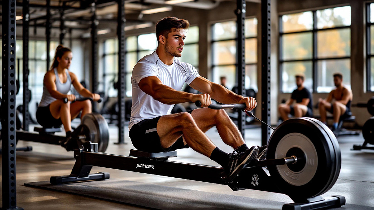 Разминка на гребном тренажере, перед занятиями ОФП.