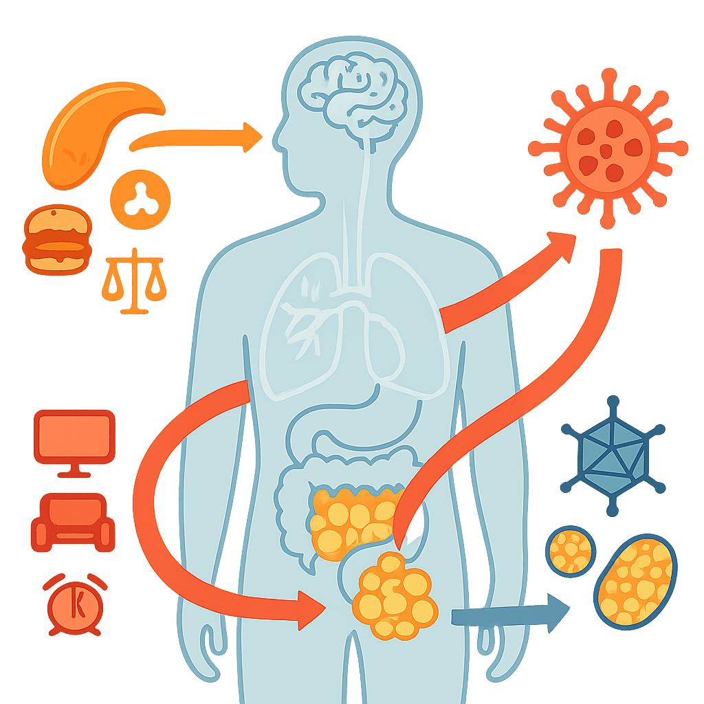 Ученые предложили версию, что не только мы сами виноваты в ожирении. Микробы наследили и тут. Изображение by supa.ru