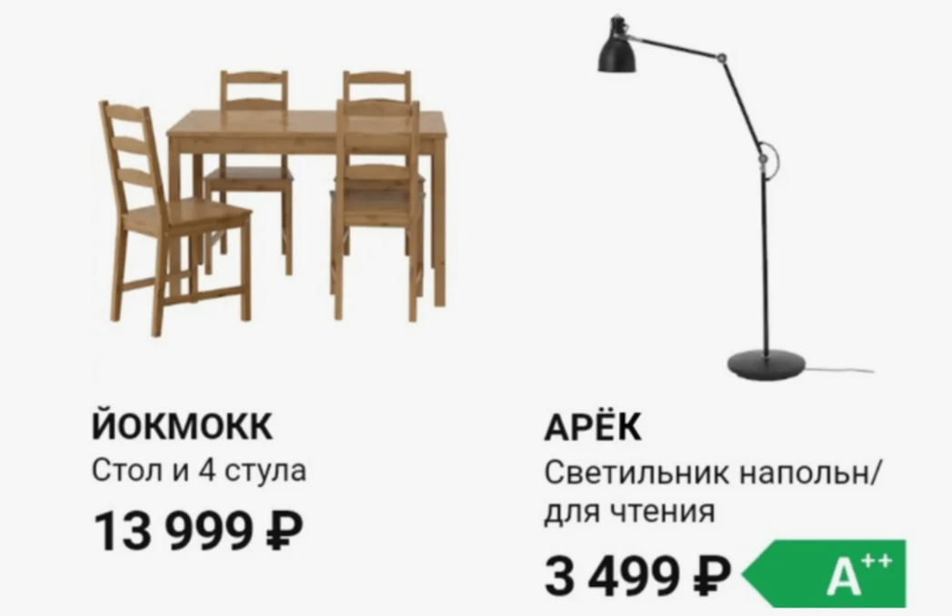 Товары из каталога магазина Икея