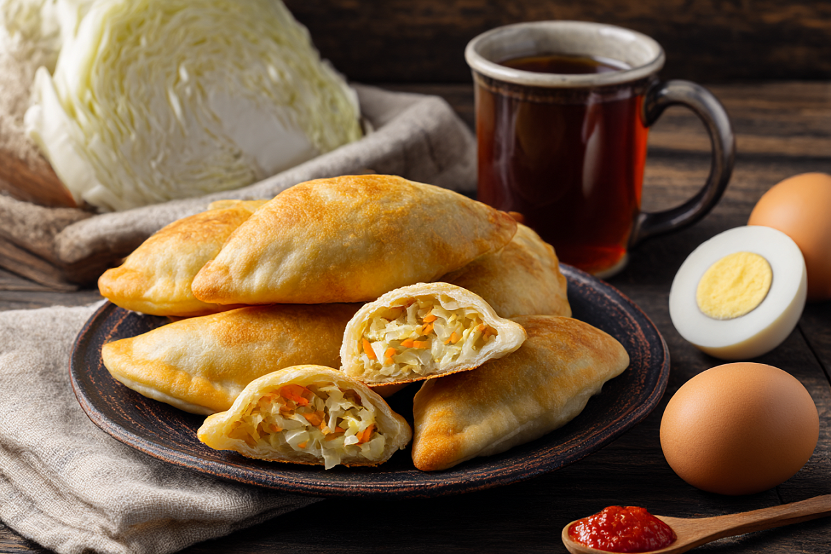    Лёгкая сладость в кефирном тесте делает капустную начинку ярче — на контрасте пирожки кажутся ещё вкуснее, даже если сахара всего одна ложка.
