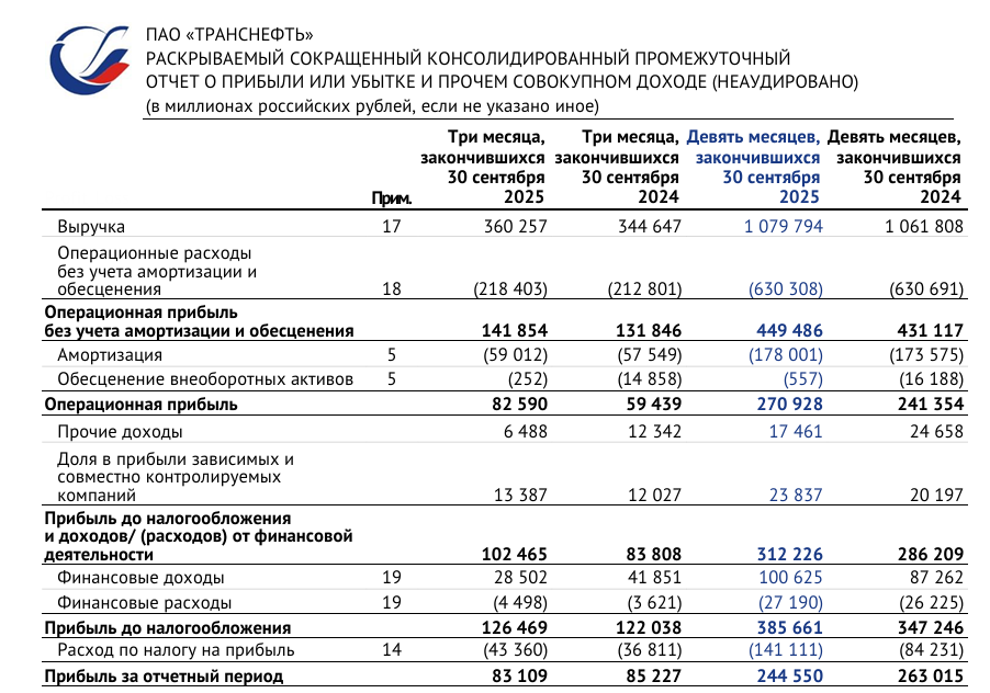 Скрин из отчета за 9 месяцев
