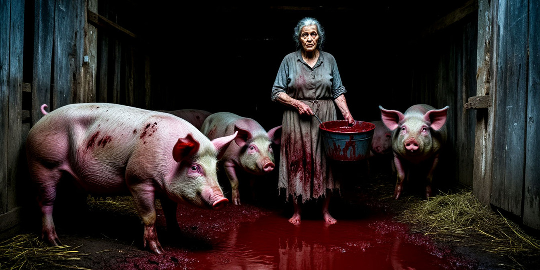 Застрял в глухой деревне и попросился на ночлег к старухе. То, чем она кормила своих «свинок», повергло меня в шок.