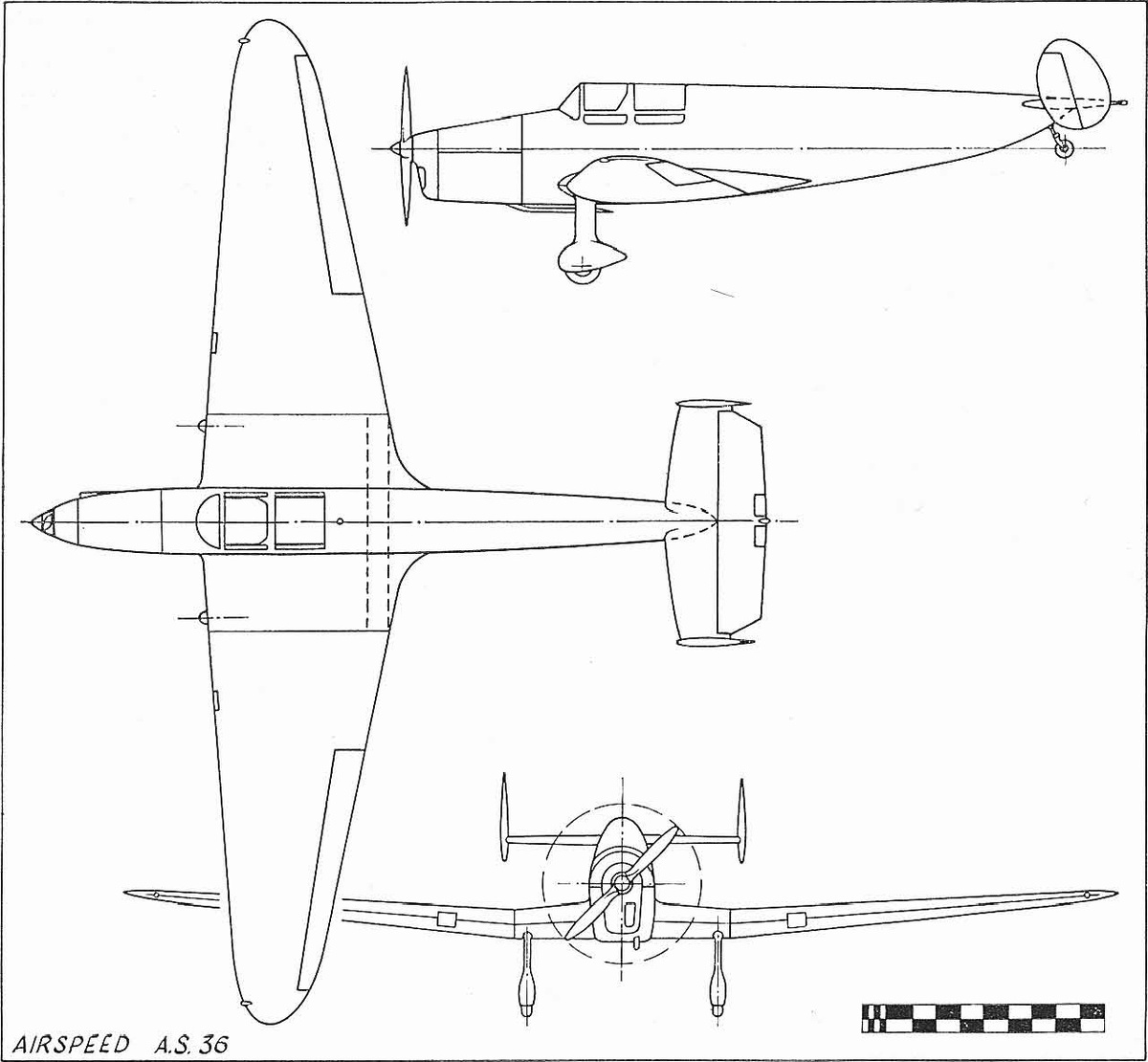 схема проекта учебного самолета Airspeed AS.36