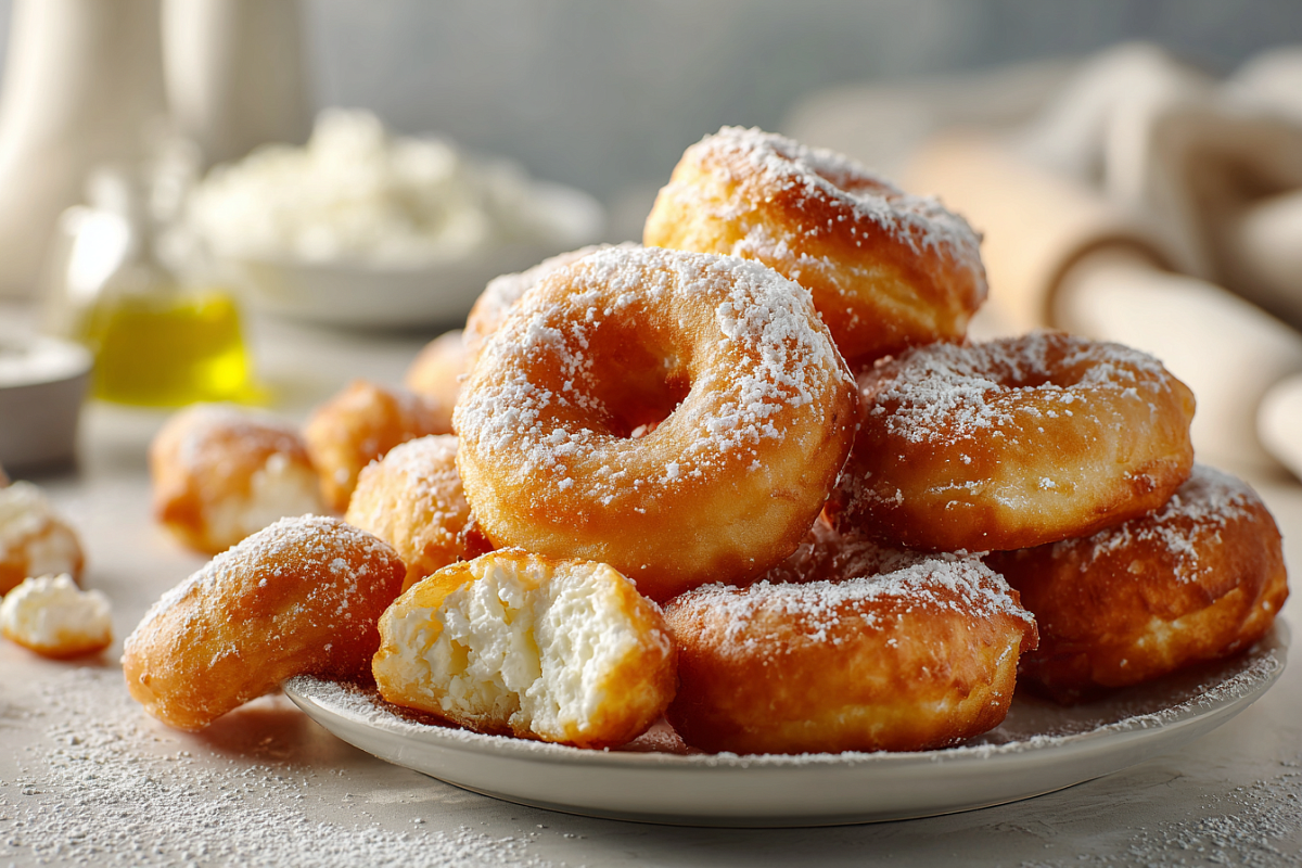    Ещё тёплые пончики щедро посыпают сахарной пудрой