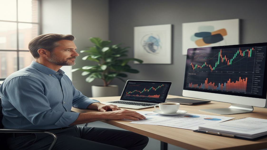 Инвестор анализирует портфель. Спокойствие и стратегия вместо FOMO