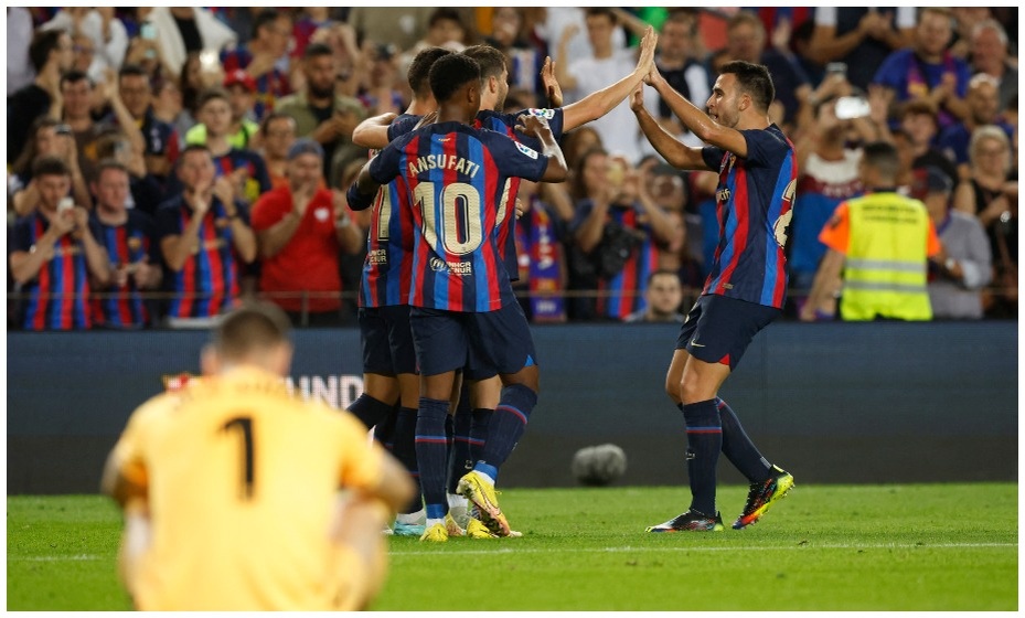    "Барселона" празднует очередную победу в Ла Лиге. Фото: Reuters