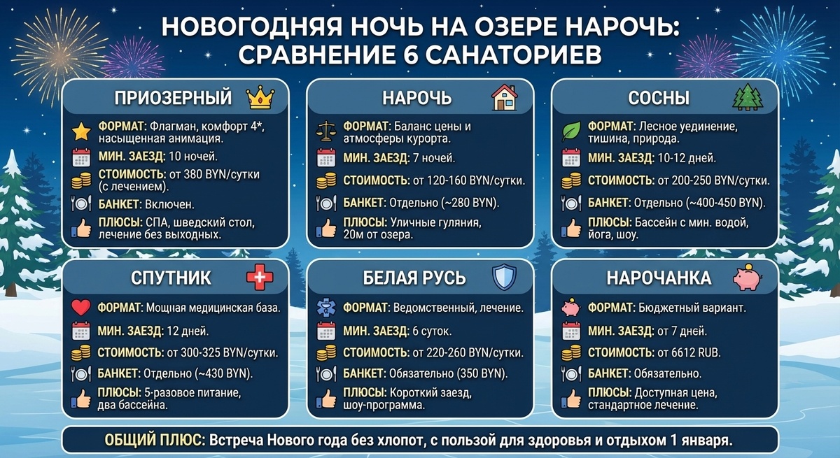 Краткое сравнение лучших санаториев на озере Нарочь