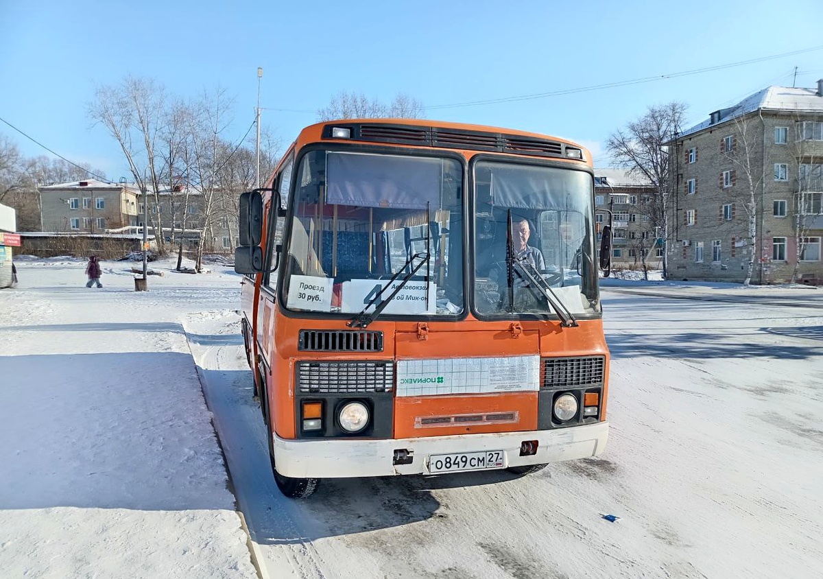 Автобус МУП ПАТП на вновь действующем 4-м маршруте г. Амурска, 02.12.2025