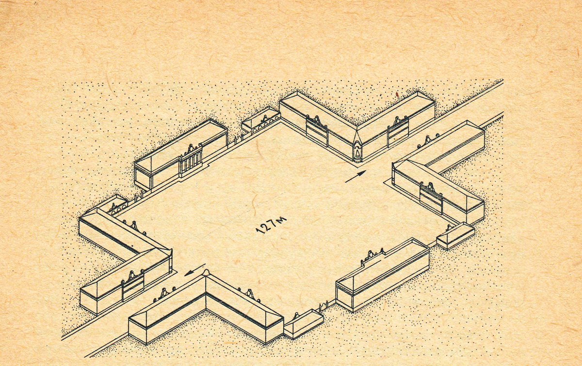 Административная площадь в Туле. Конец XVIII в. Реконструкция С. С. Ожегова
Источник: сайт Тульского историко-архитектурного музея https://tiam-tula.ru/9ga/
