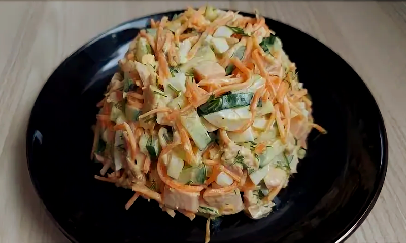 Салат из копченой курицы с морковью по-корейски