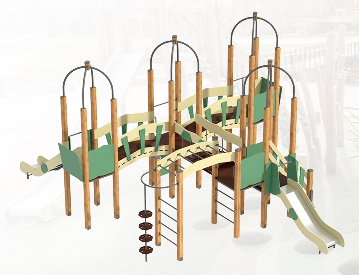 Детский игровой комплекс из лиственницы и HPL пластика Егоза