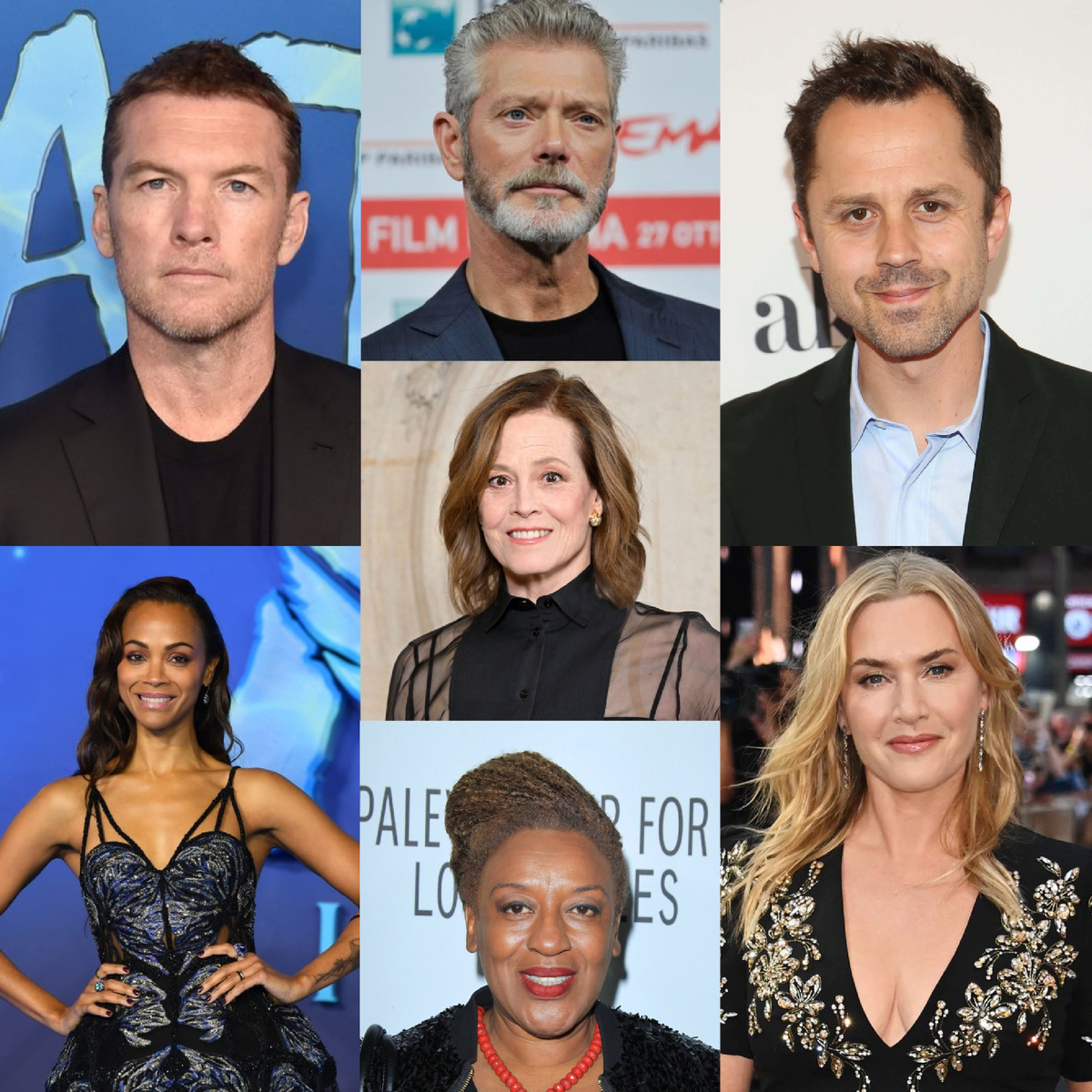 Сэм Уортингтон, Зои Салдана, Стивен Лэнг, Сигурни Уивер, Джоэл Дэвид Мур, Си Си Эйч Паундер и Джованни Рибизи. Кейт Уинслет и Клифф Кертис