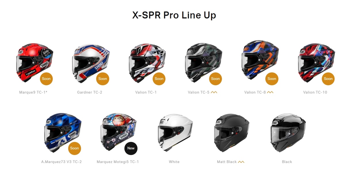 Новые вышедшие дизайны шлемов Shoei X-SPR Pro.