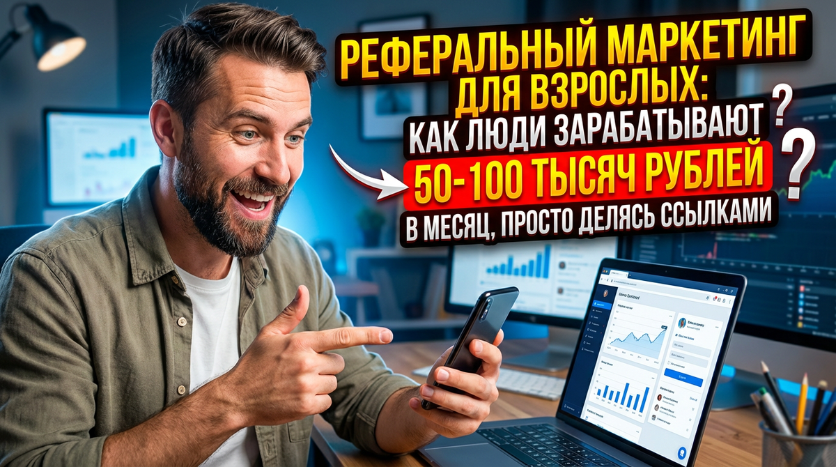 РЕФЕРАЛЬНЫЙ МАРКЕТИНГ ДЛЯ ВЗРОСЛЫХ: КАК ЛЮДИ ЗАРАБАТЫВАЮТ 50-100 ТЫСЯЧ РУБЛЕЙ В МЕСЯЦ