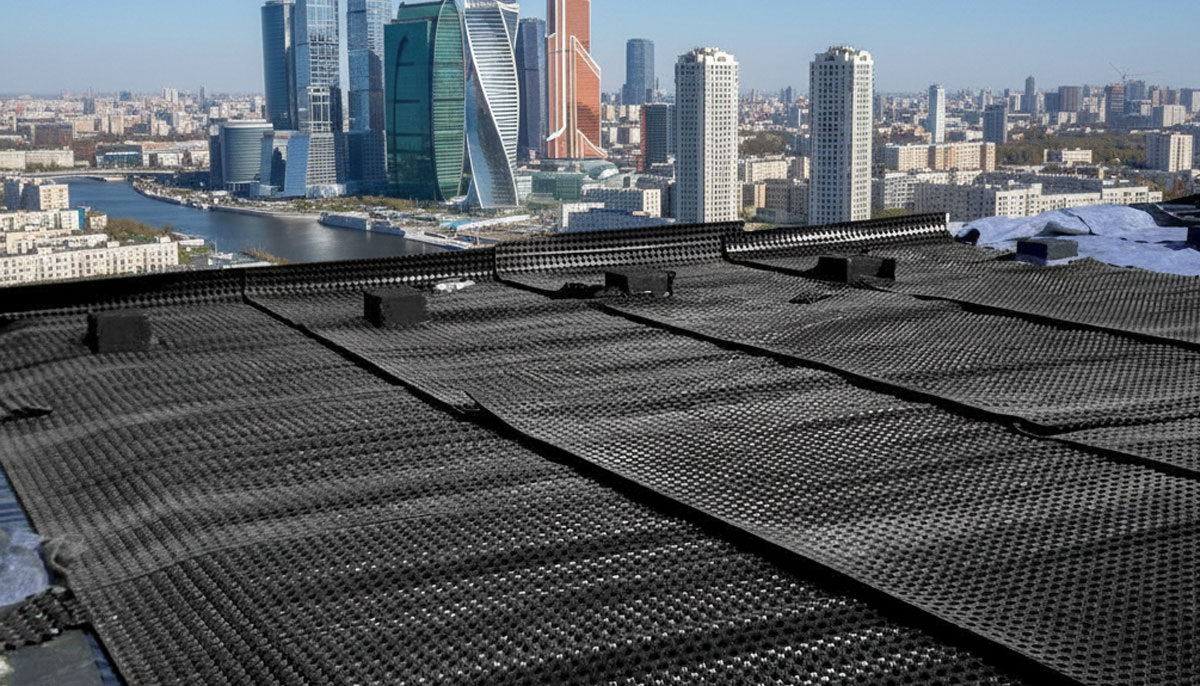 Укладка профилированной мембраны на кровле