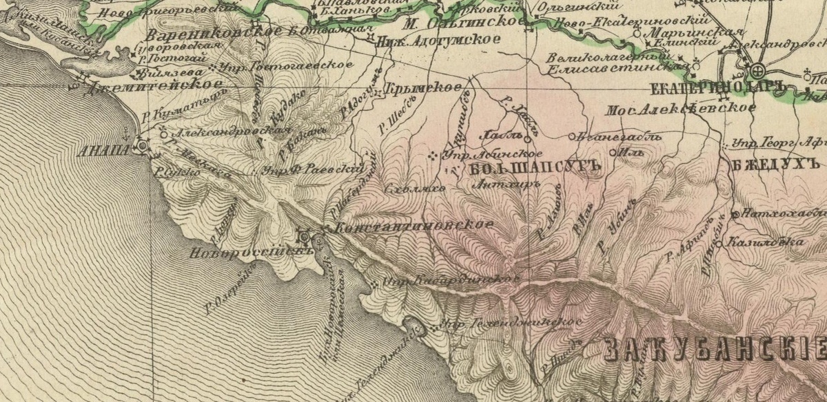 Анапа на карте 1858 года