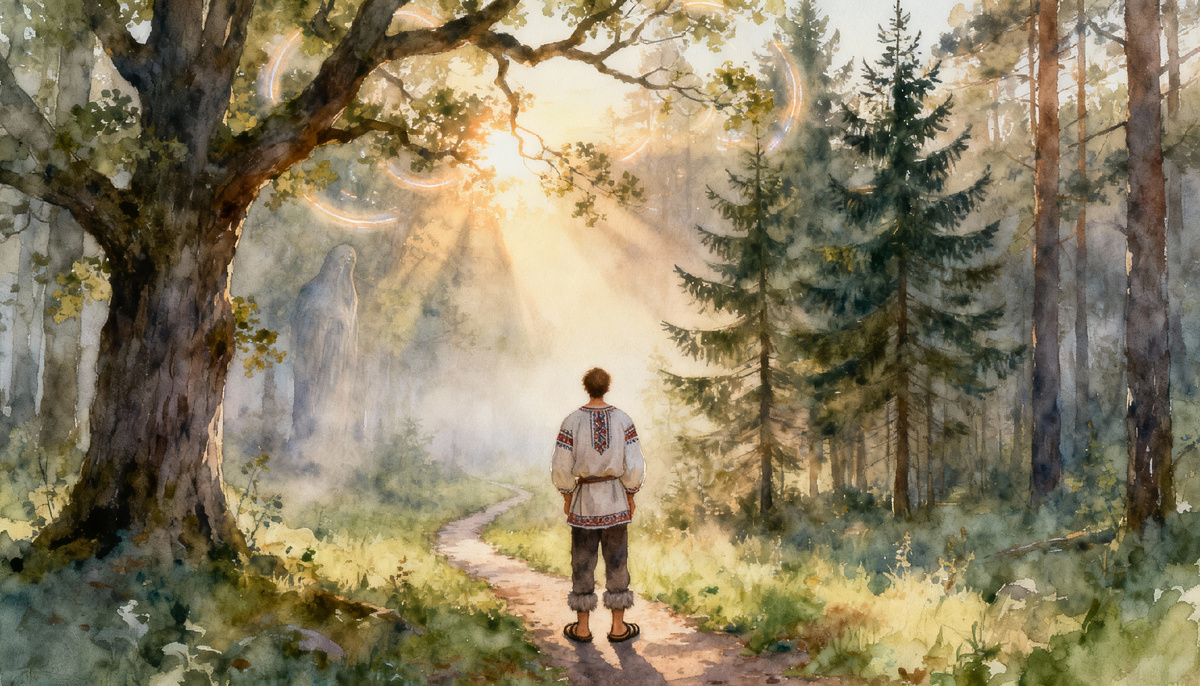 Вглядываешься в рассветный лес — тишина полна тайными обещаниями. А ты бы рискнул сделать первый шаг навстречу чуду?