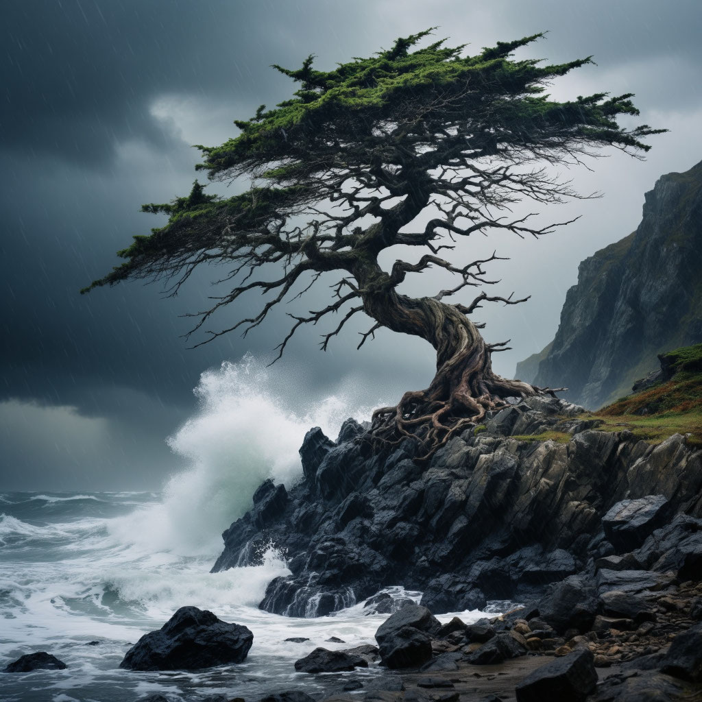 Так нейросеть видит дерево, сопротивляющееся буре.