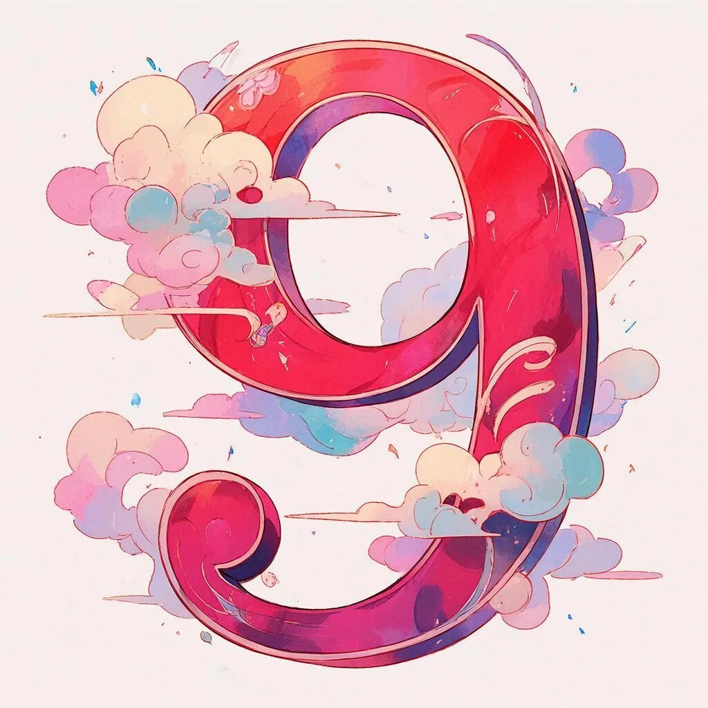 Цифра 9. Иллюстрация сгенерирована нейросетью