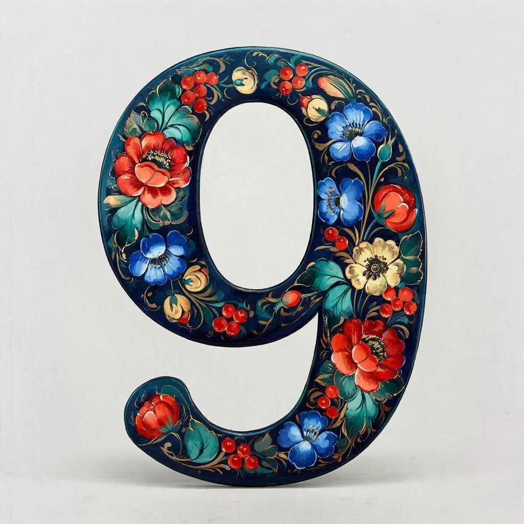 Цифра 9. Иллюстрация сгенерирована нейросетью