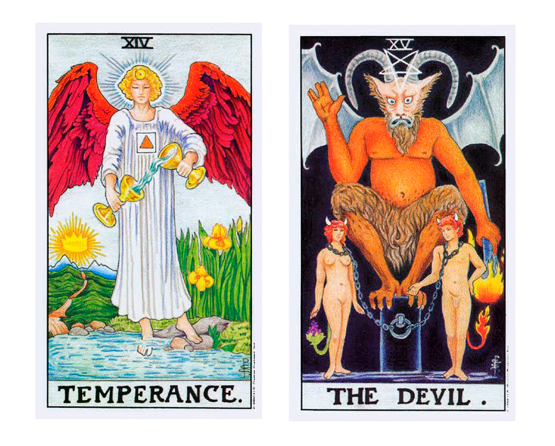 14 Старший аркан Таро - Умеренность  и 15 Старший аркан Дьявол