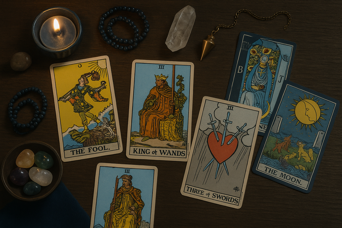 Король Посохов с другими арканами в раскладе Таро