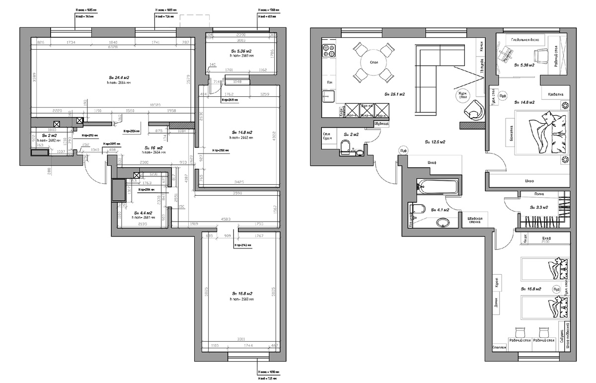 Планировка до и после