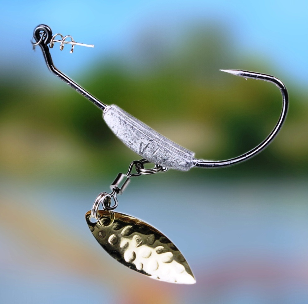 Рыболовный огруженный офсетный крючок с вращающимся лепестком