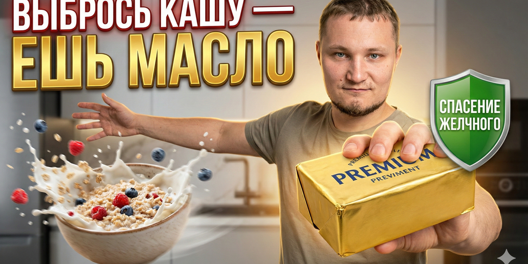 Овсянка на воде = Камни в пузыре. Почему ваш «полезный завтрак» убивает желчный (Врач объясняет)