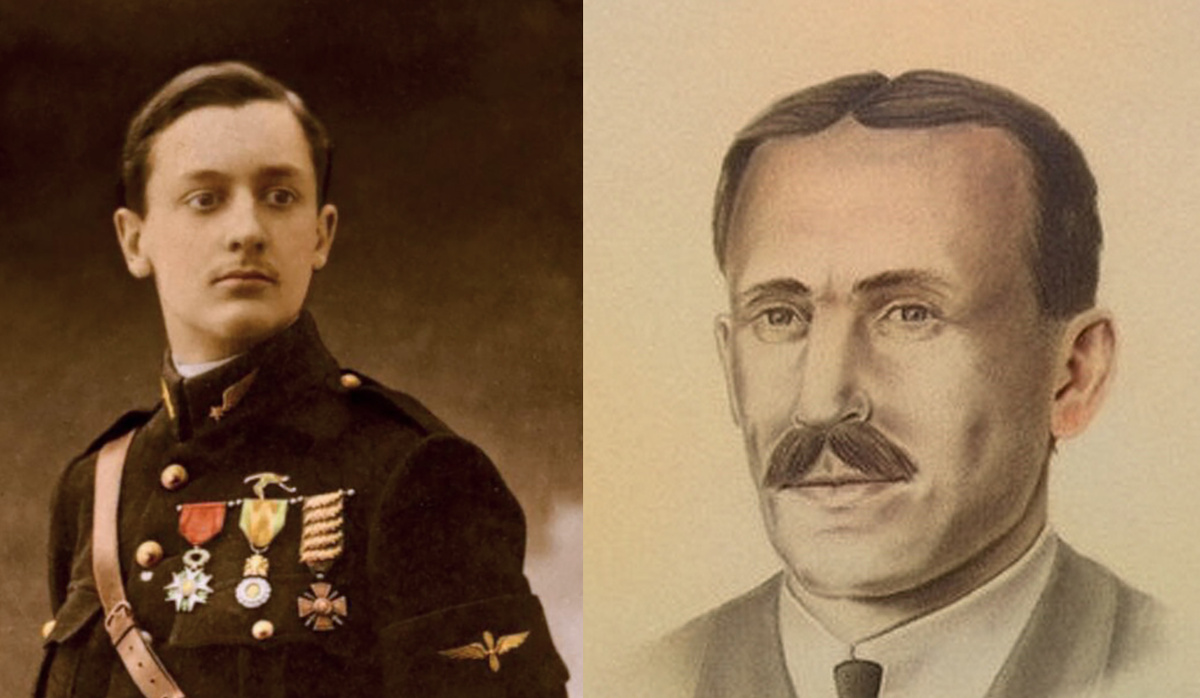 Вдохновитель и создатель первого пушечного истребителя. Слева: Жорж Гинемер (Georges Guynemer) - французский ас Первой мировой, в воздушных боях сбил 53 самолёта противника. При этом сам был сбит семь раз. Справа - Луи Бешеро (Louis Béchereau) - инженер-авиаконструктор, создатель всей линейки истребителей "СПАД" начиная с "семерки"