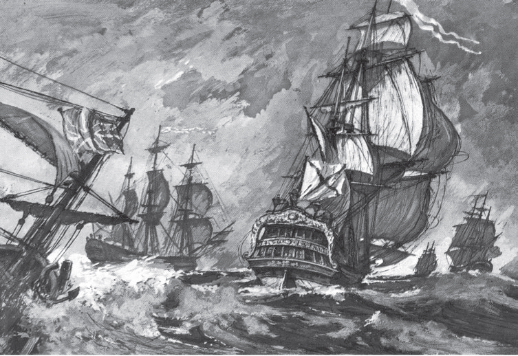  Переход русских кораблей с Балтики в Средиземное море. Художник И. Родионов.