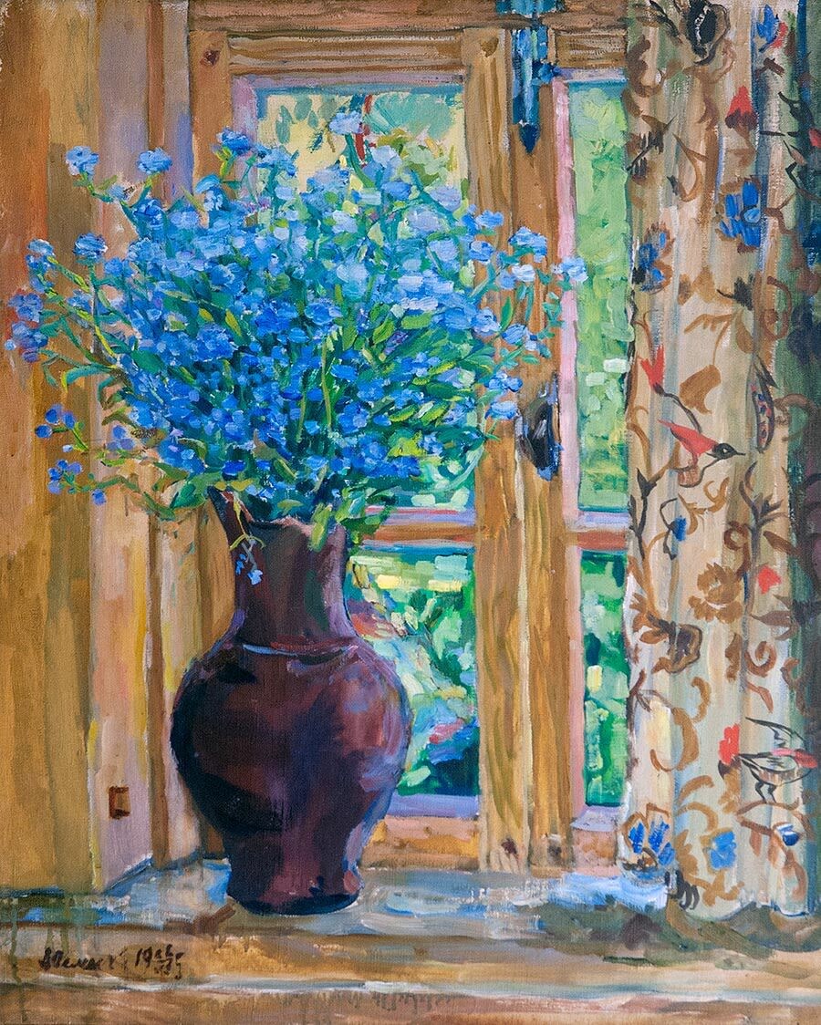 Незабудки, 1953 г., холст, масло, 81 х 60 см. Источник: https://sovcom.ru