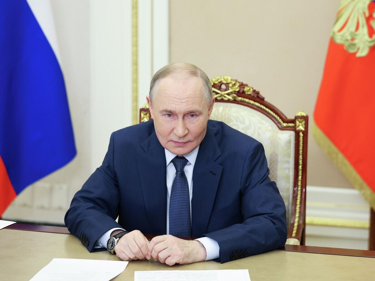    Президент РФ Владимир Путин проводит в режиме видеоконференции совещание с членами правительства РФ© РИА Новости / POOL