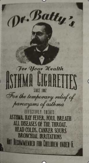 Реклама сигарет от астмы, 1882 г.