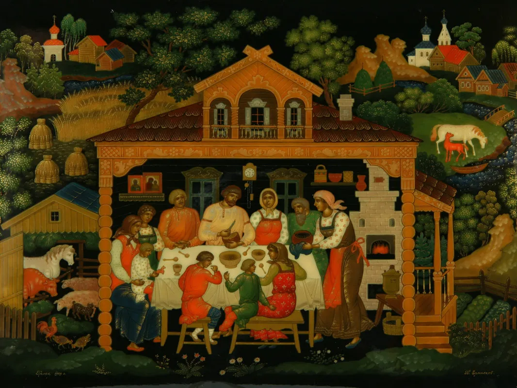 Борис Ермолаев. Ларец «Лад». Палех. 1989. Всероссийский музей декоративного искусства, Москва