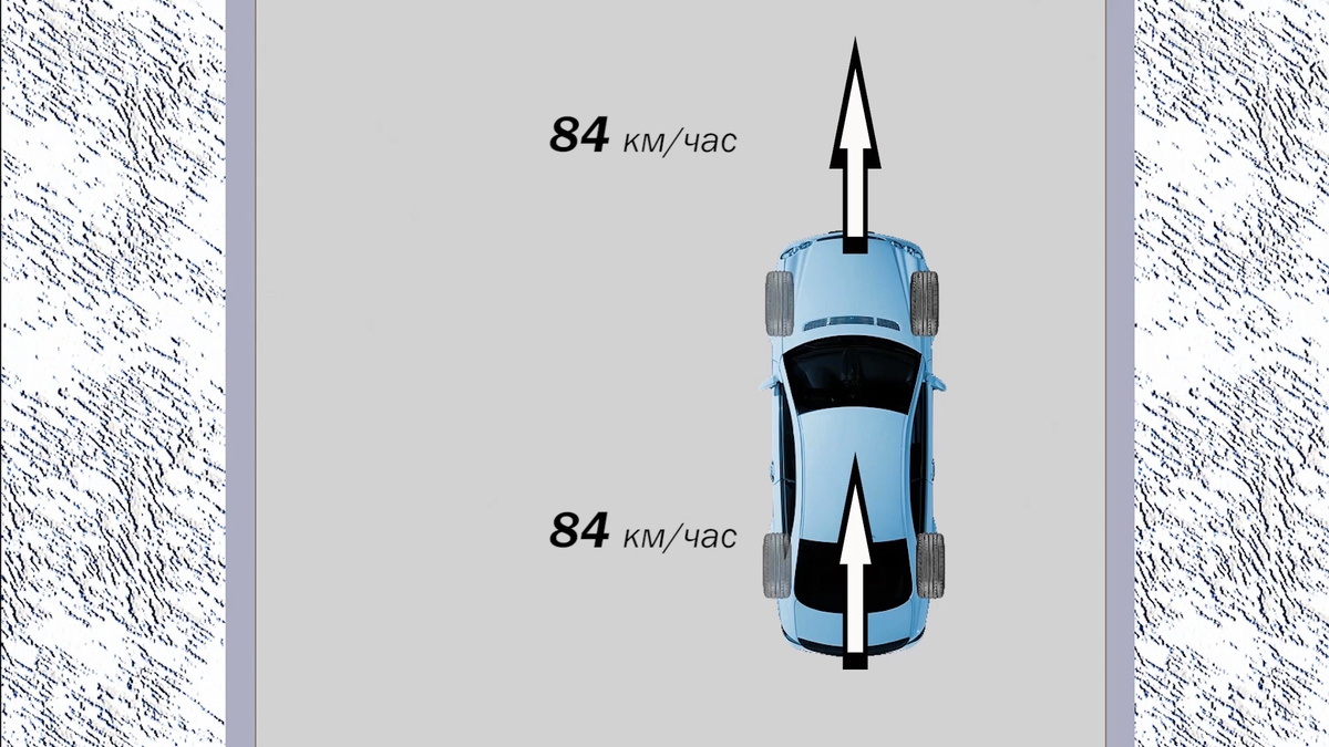 Скорость автомобиля восемьдесят четыре км в час.