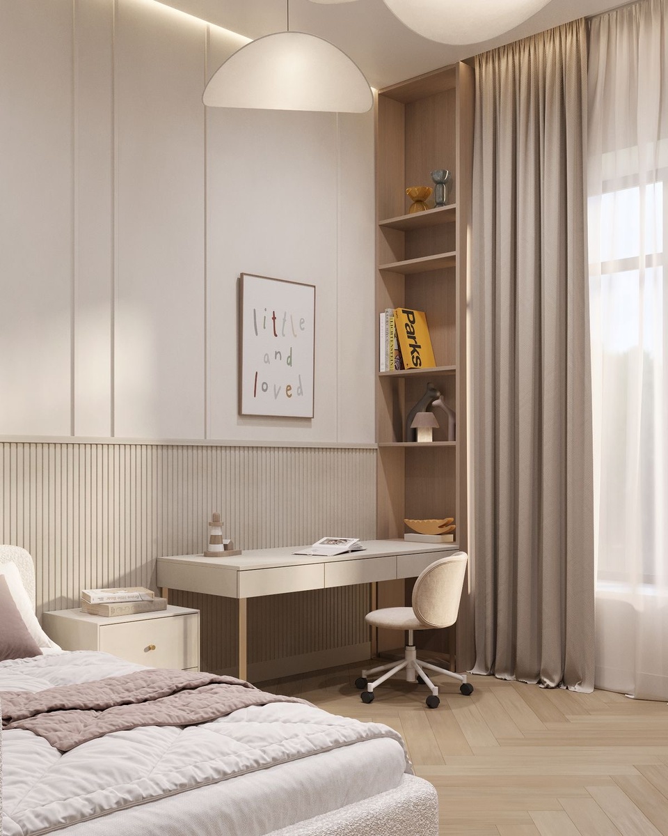 Современная детская на вырост: спокойный фон, который выдержит и динозавров, и журналы для подростков