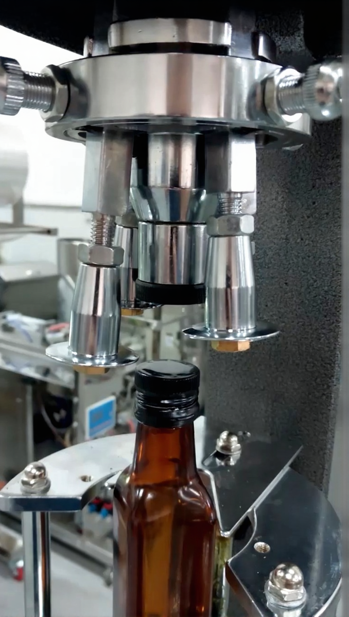 Укупорка бутылки с помощью полуавтоматического укупорщика Hualian Machinery DK-50/D