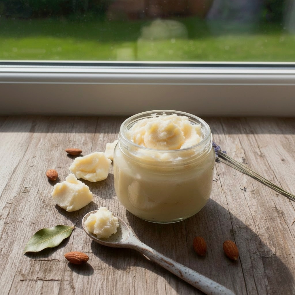 Мой любимый зимний уход за кожей, твердое масло ши, фото автора статьи