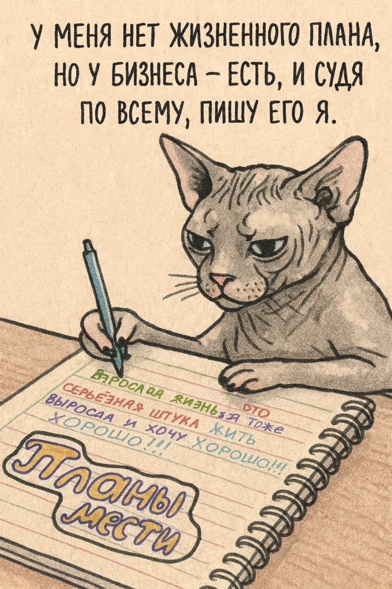 Ага, писал котик, с широко известного в сети мема - примерно так выглядит мой жизненный план