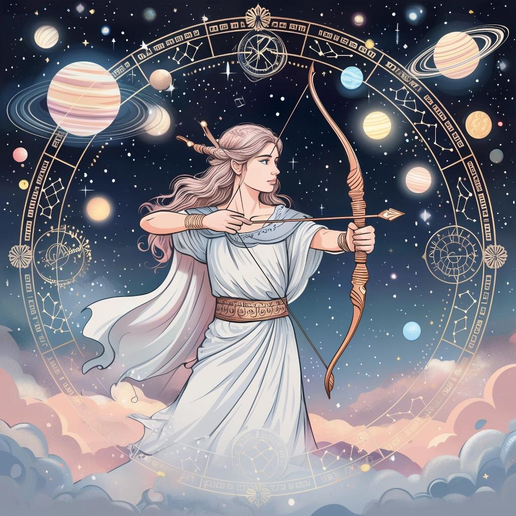 Знак Зодиака Стрелец. Иллюстрация сгенерирована нейросетью